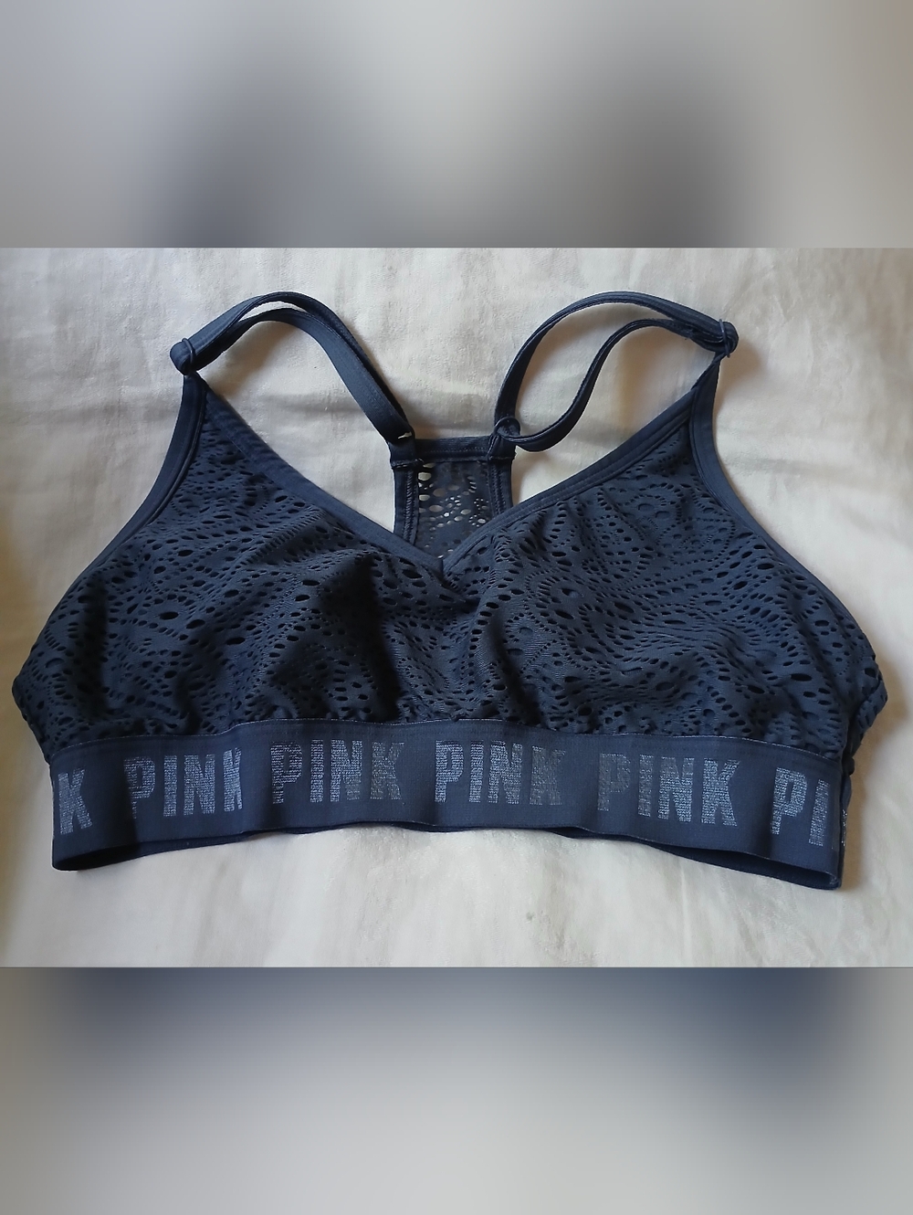 Victoria's Secret PINK Sport Blue Sports Bra Lightly Lined Racerback Size Small